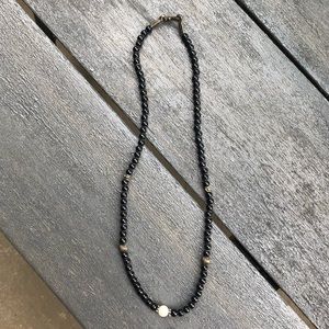 Vintage black bead and pearl necklace